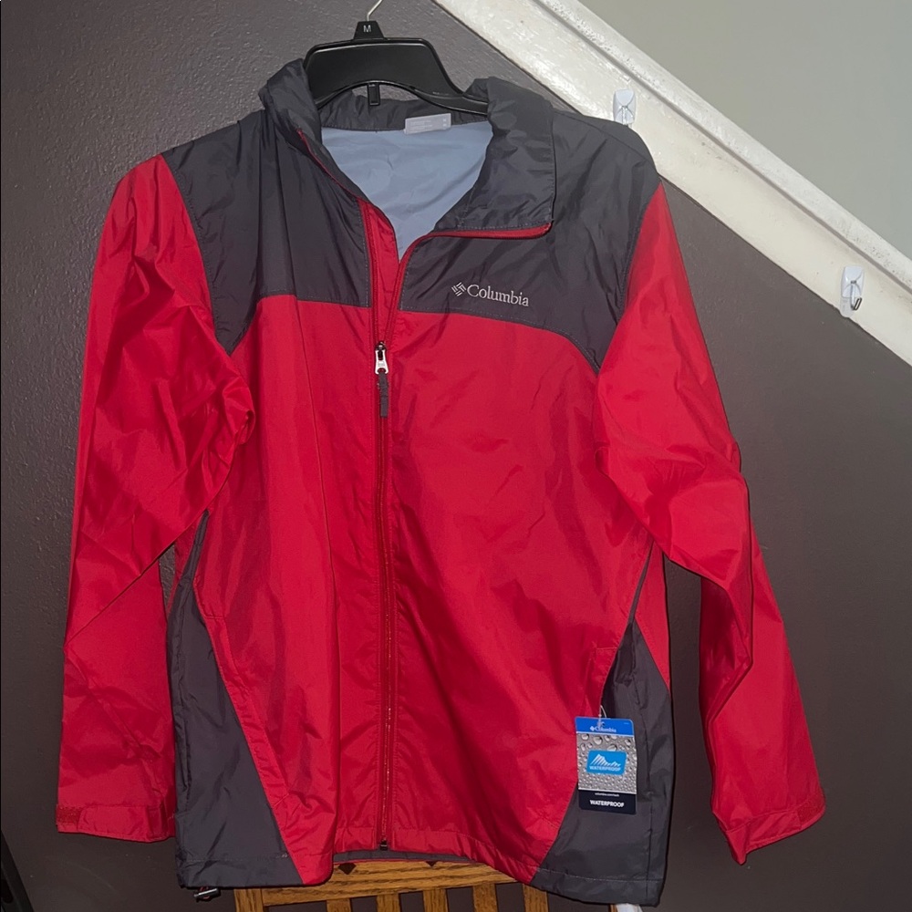 Columbia Two-Tone Red and Gray Windbreaker size Medium